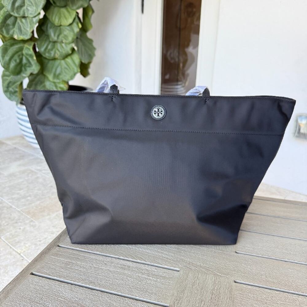 Tory Burch Nylon Large Tote 166469 In Black - Picture 3 of 12